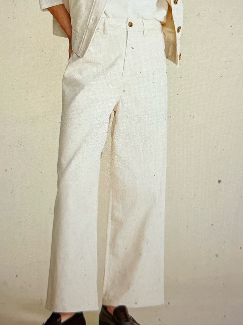 Amour Vert Pants NWT Wide Leg Corduroy Ivory Utility Organic Cotton Sz 8 Pockets
